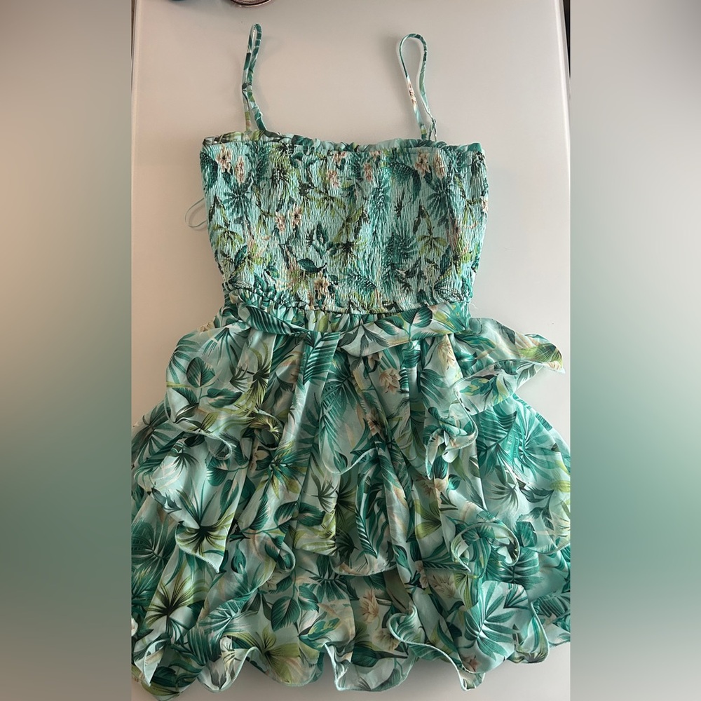 Miss Avenue Tropical Green Mini Dress